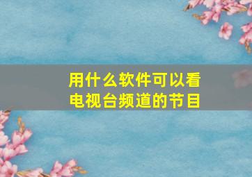 用什么软件可以看电视台频道的节目