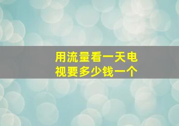 用流量看一天电视要多少钱一个