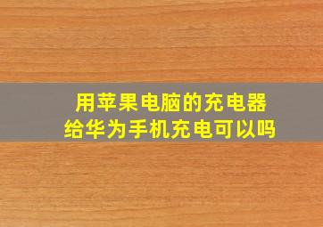 用苹果电脑的充电器给华为手机充电可以吗