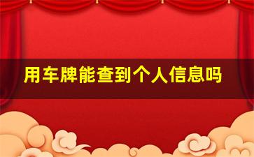 用车牌能查到个人信息吗