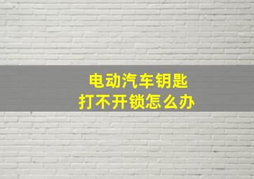 电动汽车钥匙打不开锁怎么办