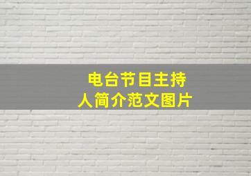 电台节目主持人简介范文图片