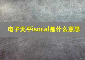 电子天平isocal是什么意思