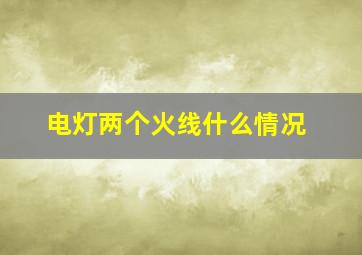 电灯两个火线什么情况