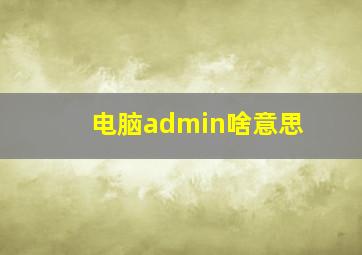 电脑admin啥意思