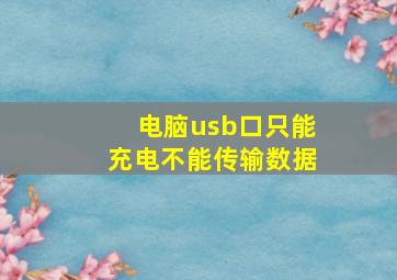 电脑usb口只能充电不能传输数据