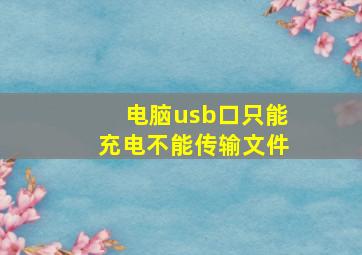 电脑usb口只能充电不能传输文件