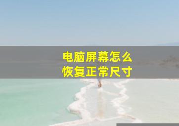 电脑屏幕怎么恢复正常尺寸