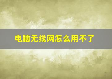 电脑无线网怎么用不了