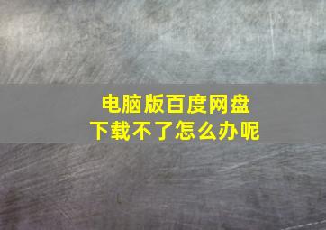 电脑版百度网盘下载不了怎么办呢