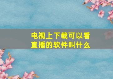 电视上下载可以看直播的软件叫什么