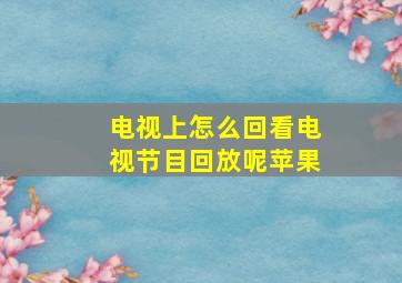 电视上怎么回看电视节目回放呢苹果