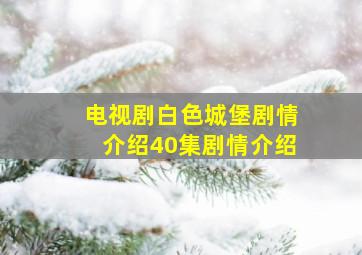 电视剧白色城堡剧情介绍40集剧情介绍