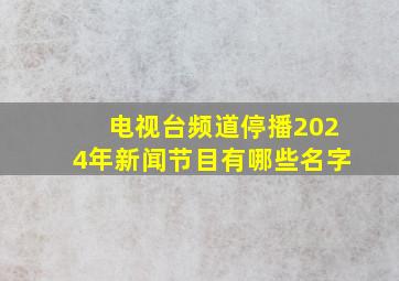 电视台频道停播2024年新闻节目有哪些名字