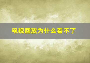 电视回放为什么看不了