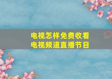 电视怎样免费收看电视频道直播节目