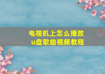 电视机上怎么播放u盘歌曲视频教程