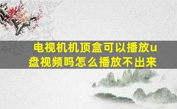 电视机机顶盒可以播放u盘视频吗怎么播放不出来