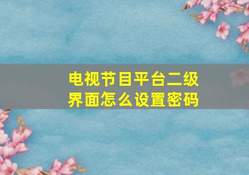 电视节目平台二级界面怎么设置密码