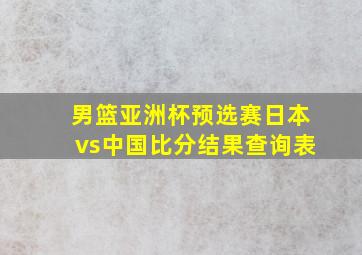 男篮亚洲杯预选赛日本vs中国比分结果查询表