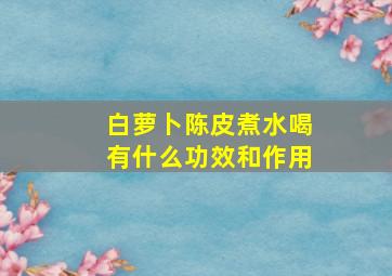 白萝卜陈皮煮水喝有什么功效和作用