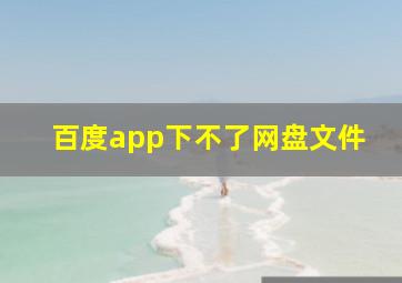 百度app下不了网盘文件