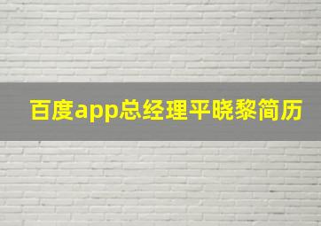 百度app总经理平晓黎简历