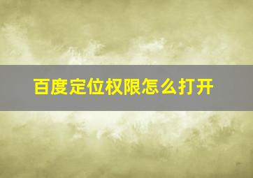 百度定位权限怎么打开