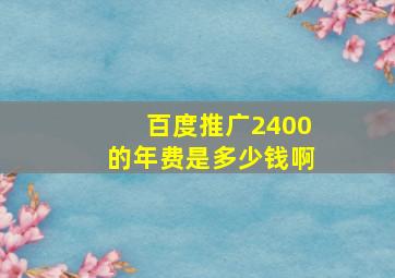 百度推广2400的年费是多少钱啊