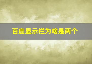 百度显示栏为啥是两个