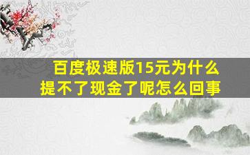 百度极速版15元为什么提不了现金了呢怎么回事