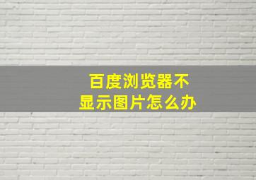 百度浏览器不显示图片怎么办