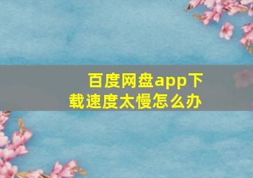 百度网盘app下载速度太慢怎么办