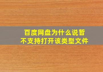 百度网盘为什么说暂不支持打开该类型文件