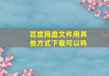 百度网盘文件用其他方式下载可以吗