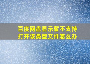 百度网盘显示暂不支持打开该类型文件怎么办