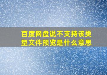 百度网盘说不支持该类型文件预览是什么意思