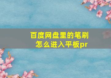 百度网盘里的笔刷怎么进入平板pr