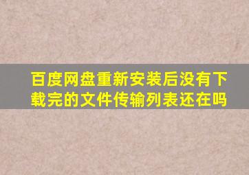 百度网盘重新安装后没有下载完的文件传输列表还在吗