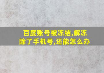 百度账号被冻结,解冻除了手机号,还能怎么办