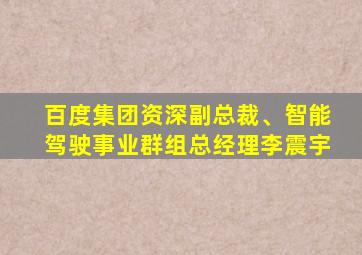 百度集团资深副总裁、智能驾驶事业群组总经理李震宇