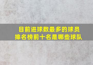 目前进球数最多的球员排名榜前十名是哪些球队