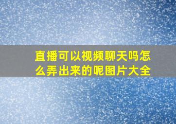 直播可以视频聊天吗怎么弄出来的呢图片大全