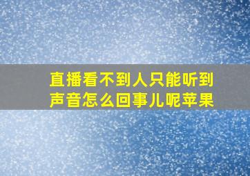 直播看不到人只能听到声音怎么回事儿呢苹果