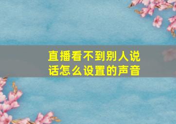 直播看不到别人说话怎么设置的声音