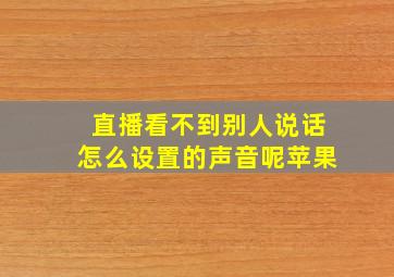 直播看不到别人说话怎么设置的声音呢苹果