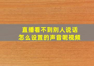 直播看不到别人说话怎么设置的声音呢视频