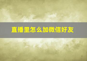 直播里怎么加微信好友