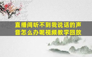 直播间听不到我说话的声音怎么办呢视频教学回放