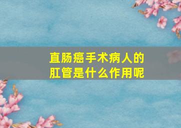 直肠癌手术病人的肛管是什么作用呢